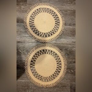 Woven Round Placemats — Natural Beige Set of 2